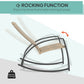 2 Pieces Wicker Patio Rocking Chair Set, Rattan Outdoor Rocking Chair Set with High Back, Armrests for Garden, Khaki