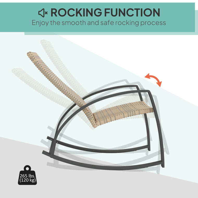 Wicker Rocking Chair Set with High Back, Set of 2
