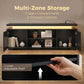 TV Stand for TVs up to 60 Inch, Modern Entertainment Center with LED Lights and Power Outlets, High Gloss Black