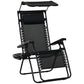 Outdoor Zero Gravity Reclining Lounger Chair with Canopy Shade, Side Tray, Cupholder, Beige