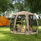 11' x 11.5' Screen Tent, Pop Up Camping Gazebo with Portable Carry Bag and 2 Doors, Beige
