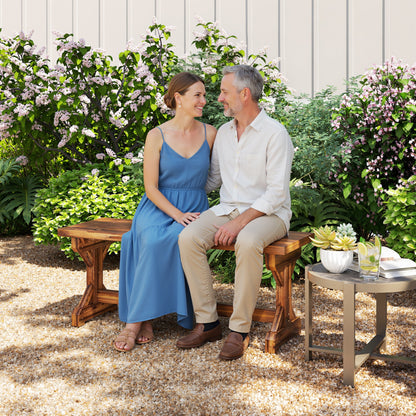Rustic Carbonized Wood Bench with X-Shape Base