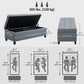 Rectangular Entry Bench, Tufted Upholstered Linen Fabric Wood Feet Storage Ottoman Bench, Grey