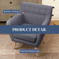 Linen Upholstery Armchair, Mid-Century Modern Accent Chair with Wood Frame and Thick Padding, Light Grey