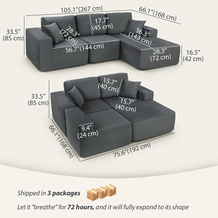2-in-1 Modular L-Shaped Sofa Bed