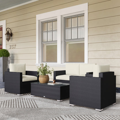 Wicker Outdoor Furniture Set with Loveseat and 2 Chairs
