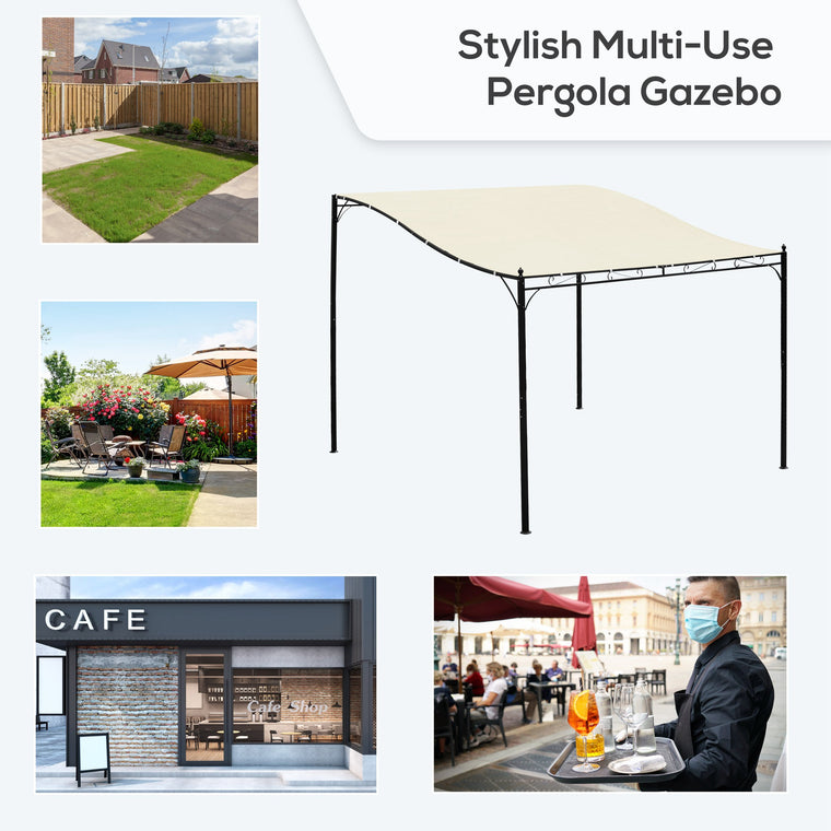 10x10 Cream White Steel Portable Gazebo Shelter