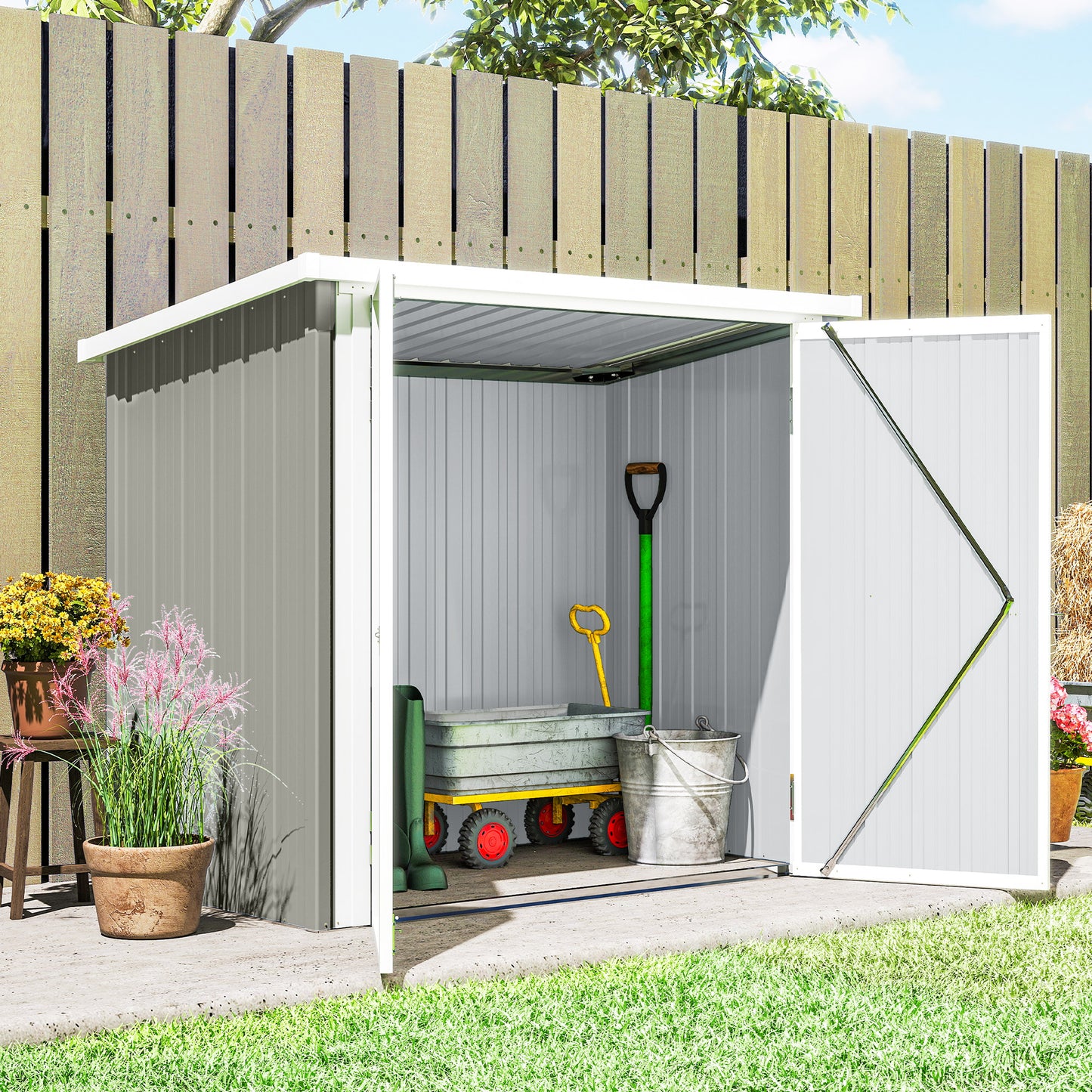5' x 3' Metal Garden Storage Shed, Tool House with Double Doors for Backyard, Patio, Lawn