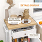 Kitchen Cart on Wheels, Rolling Kitchen Island Cart with Wood Top, Towel Rack, Drawer and Shelf for Dining Area, White