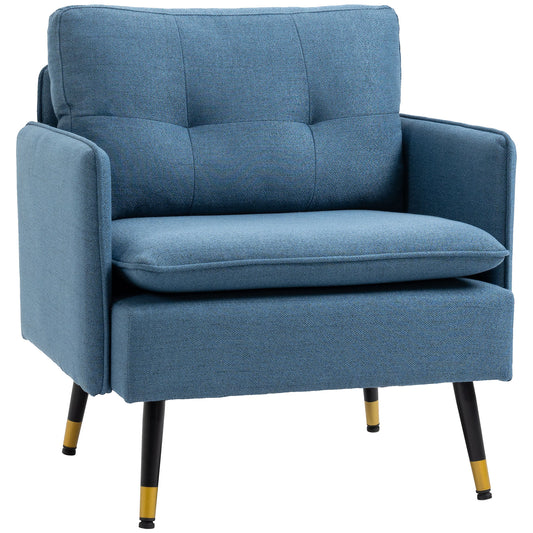 Tufted Accent Armchair with Steel Legs