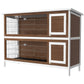 2 Tier Wooden Rabbit Hutch Bunny Pet House Wooden Coop Run, Brown
