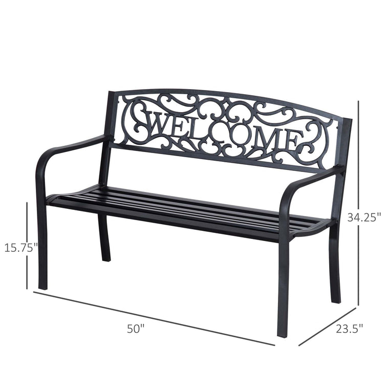 50" 2-Seater Metal Garden Bench Loveseat