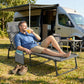 Outdoor Folding Chaise Lounge, Reclining Lounge Chair with Adjustable Backrest and Removable Pillow, Mixed Grey