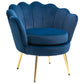 Modern Accent Chair, Velvet-Touch Fabric Leisure Club Chair with Gold Metal Legs for Bedroom, Blue