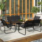 4 Piece Patio Furniture Set, Outdoor Conversation Set with 2 Loveseats, 2 Armchairs, Glass-Top Table, Black