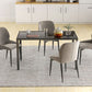 Rectangular Kitchen Table for 4 People, Dining Table with Tabletop Tempered Glass for Dining Room, Living Room, Black