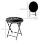 18" Outdoor Round Folding Table, Garden Side Table with Tempered Glass Top for Camping, Party, Weddings, Black