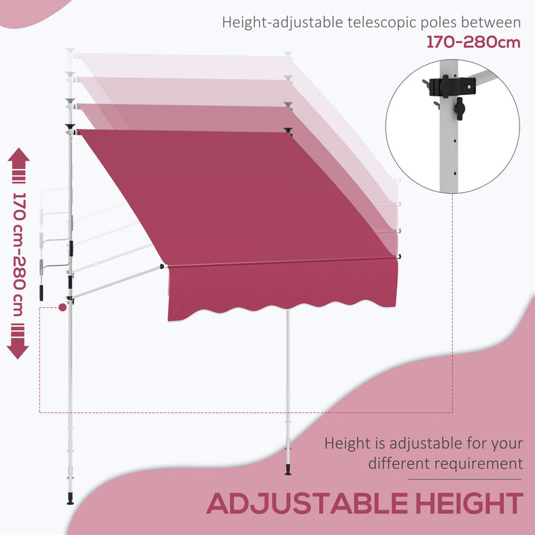 6.6' x 5' Wine Red Retractable Patio Awning with UV Protection