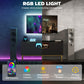 Modern TV Console for TVs up to 50 Inch, Entertainment Center with Smart RGB LED Lights and Soft Close Doors, Black