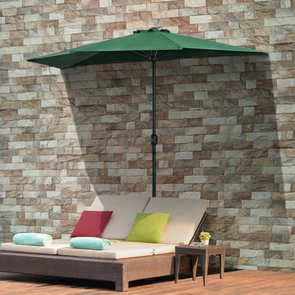 9.8ft Green Semi Round Half Umbrella with Top Vent