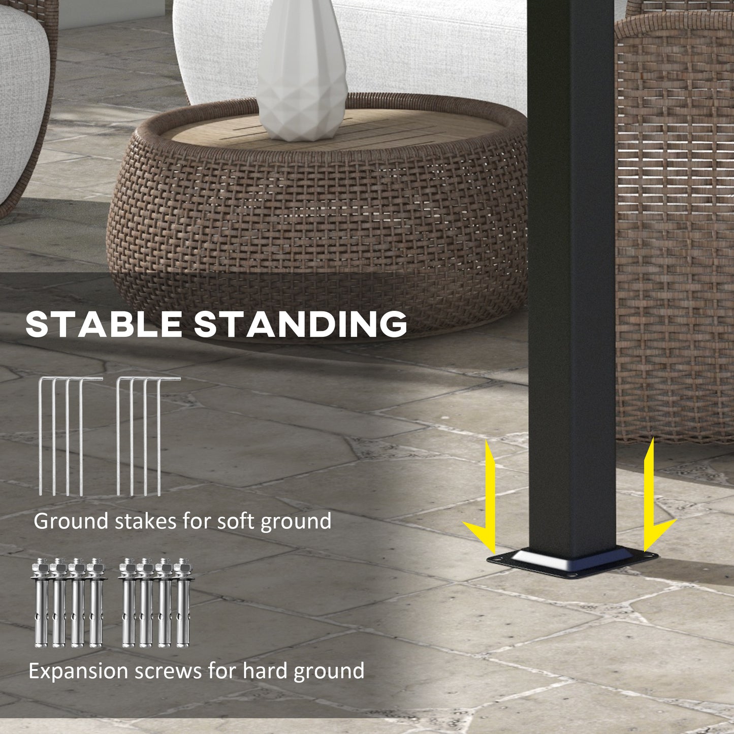 Metal Pergola, Outdoor Pergola with Retractable Canopy, for Garden, Patio, Backyard, Deck