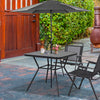 Square Outdoor Table, Patio Bistro Coffee Table with Faux-marbled Top and 42mm Umbrella Hole for Garden, Dark Grey