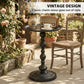 15.4" Round Outdoor Side Table, Tray Top Metal Patio Table with Retro Column Base for Indoor, Balcony, Garden, Black