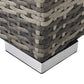 Rattan Garden Coffee Table, 25.6" Square Garden Rattan Table with Tempered Glass Top, Deep Grey