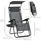 Outdoor Zero Gravity Reclining Lounger Chair with Canopy Shade, Side Tray, Cupholder, Light Grey