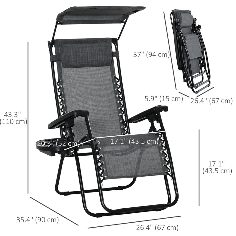 Zero Gravity Lounger with Canopy Shade and Cupholder