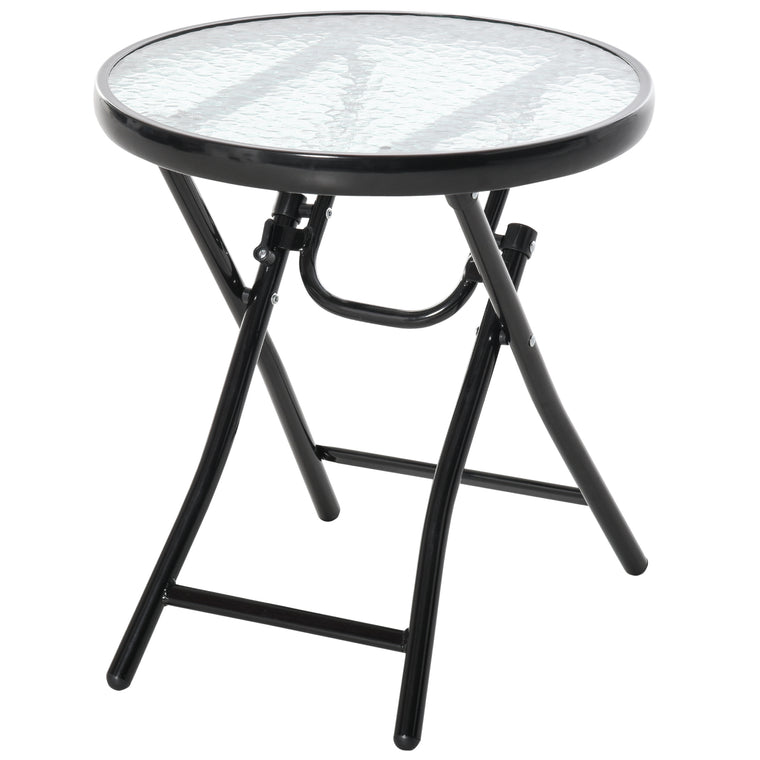18" Round Folding Coffee Table with Glass Top
