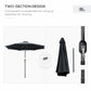 10' x 8' Round Market Umbrella, Patio Umbrella with Crank Handle and Tilt, Outdoor Parasol for Garden, Black