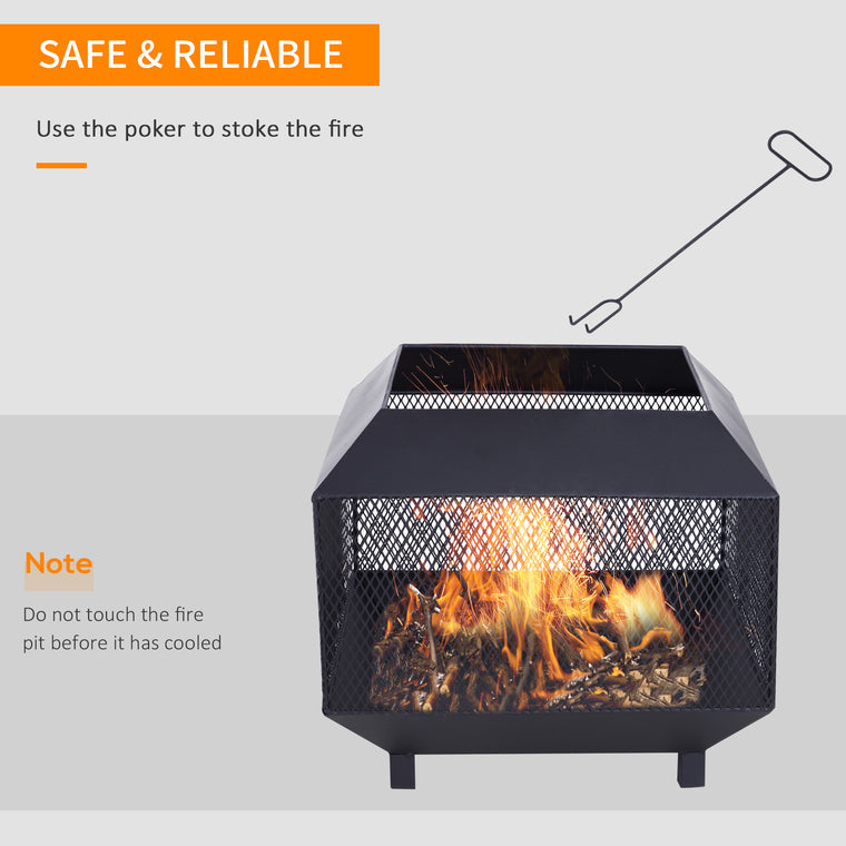 17" Portable Wood-Burning Fire Pit with Poker