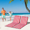 Set of 2 Red & White Beach Lounge Chairs with Steel Frame