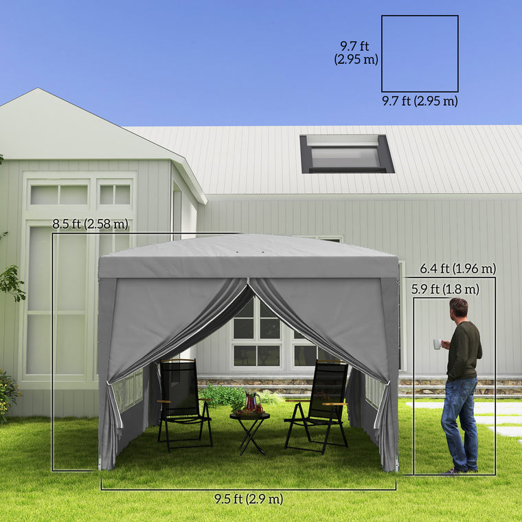 10' x 10' Light Grey Pop-Up Party Tent Gazebo with Carry Bag