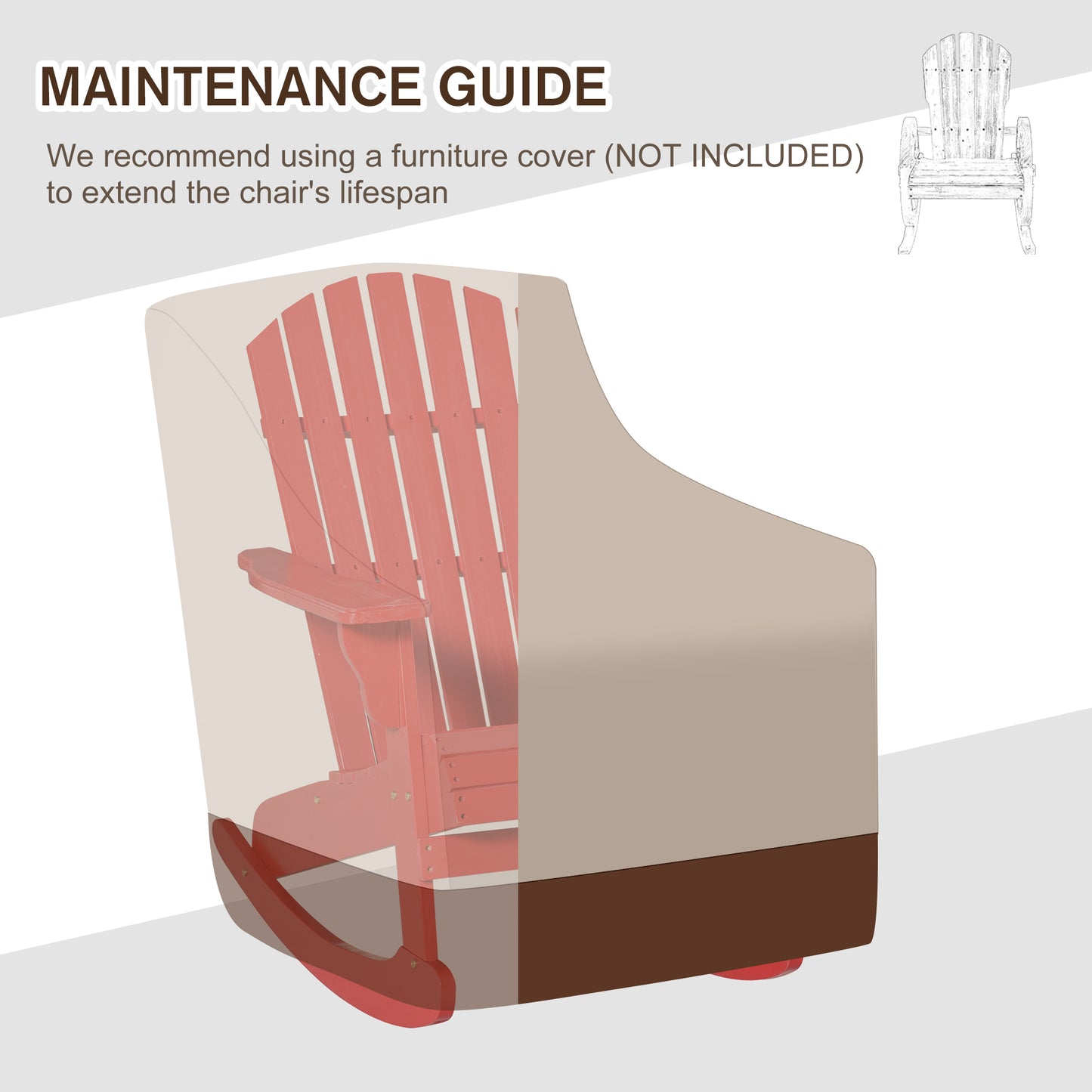 Wooden Adirondack Rocking Muskoka Chair with Slatted Wooden Design, Fanned Back and Classic Rustic Style, Red