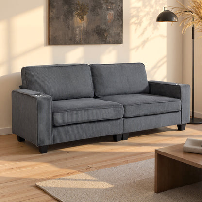 3-Seater Sofa with Cup Holders