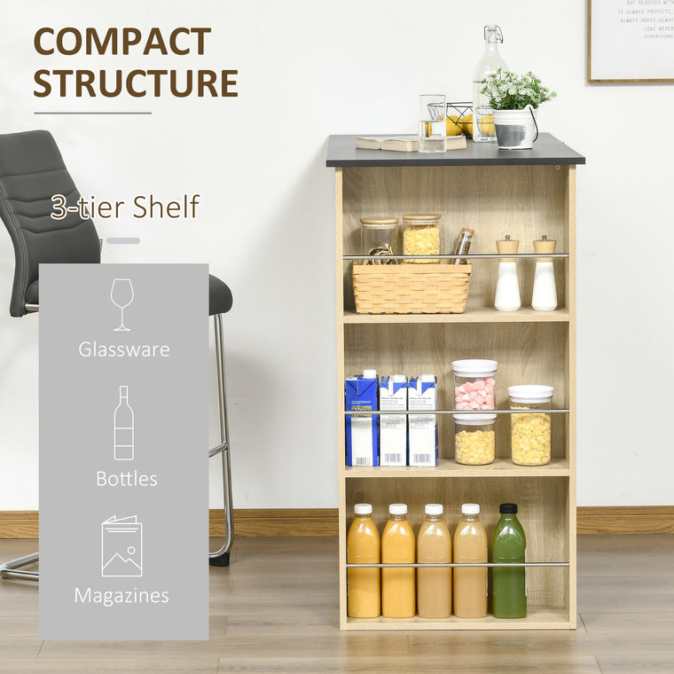 Counter Height Bar Table with 3 Storage Shelves