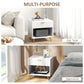 Nightstand with Fluted Panel, Bedside Table with Drawer and Open Compartment, Modern Night Table for Bedroom, White