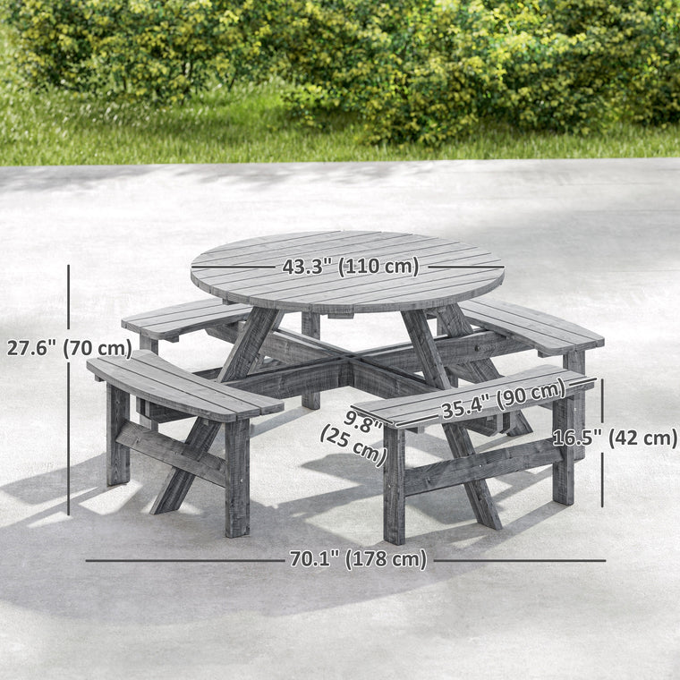 8-Seater Round Wooden Pub Bench and Picnic Table