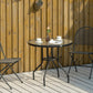 31.5" Round Outdoor Dining Table Coffee Side Bistro Table with Umbrella Hole, Glass Top, Steel Frame for Garden, Patio