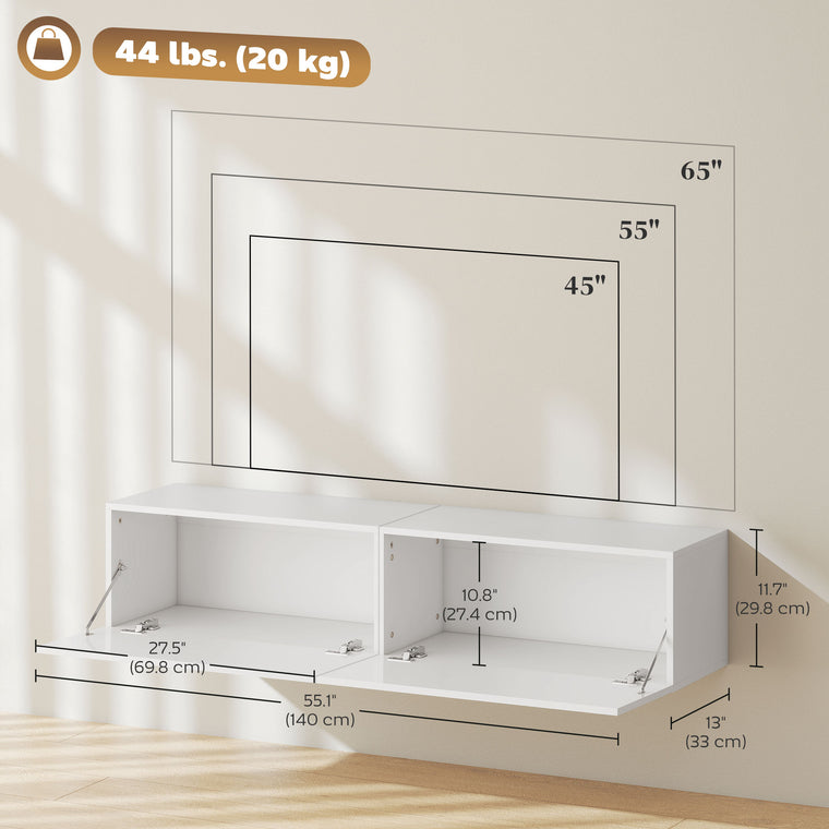 Floating TV Stand with Storage Cupboards