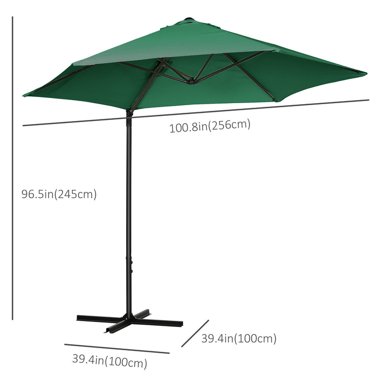 8.5FT Green Offset Patio Umbrella with 360° Rotation