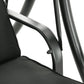 3-Seat Outdoor Swing Chair Steel Swing Bench with Adjustable Canopy & Coffee Tables & Cushion for Patio Garden, Black