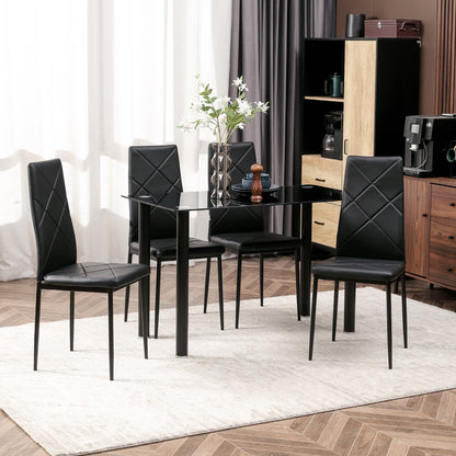 5-Piece Glass Dining Table Set for 4 - Black