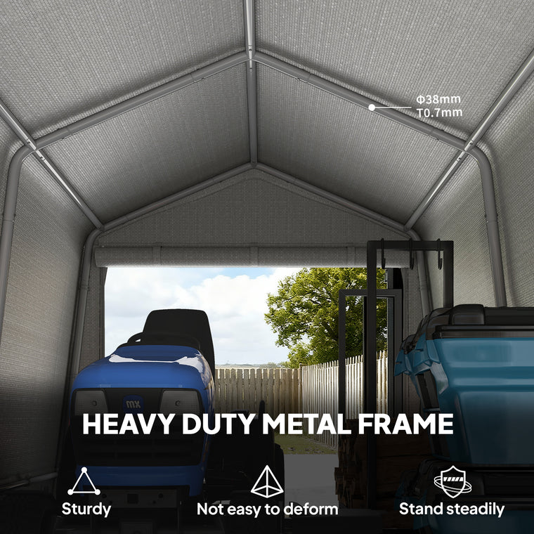 Garden Storage Tent with Metal Frame & Double Zipper Doors