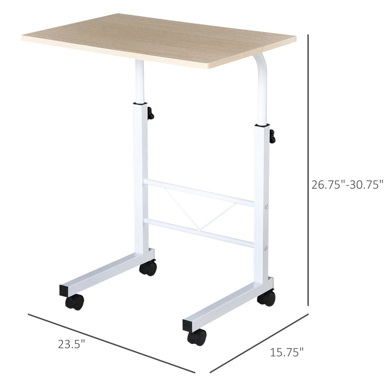 Mobile Standing Desk with Adjustable Height - Natural Wood
