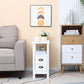 Slim End Table with 2 Drawers and Storage Shelf, Sofa Side Table for Living Room, Narrow Nightstand, White
