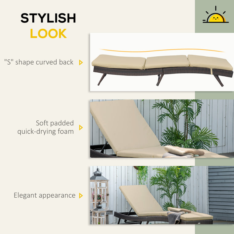 Wicker Patio Lounger with 5-Level Adjustable Backrest