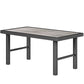 Outdoor Side Table with SPC Woodgrain Tabletop, Metal Patio Coffee Table for Outside Garden, Distressed Grey